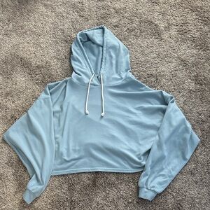 Double Zero Light Blue Cropped Hoodie